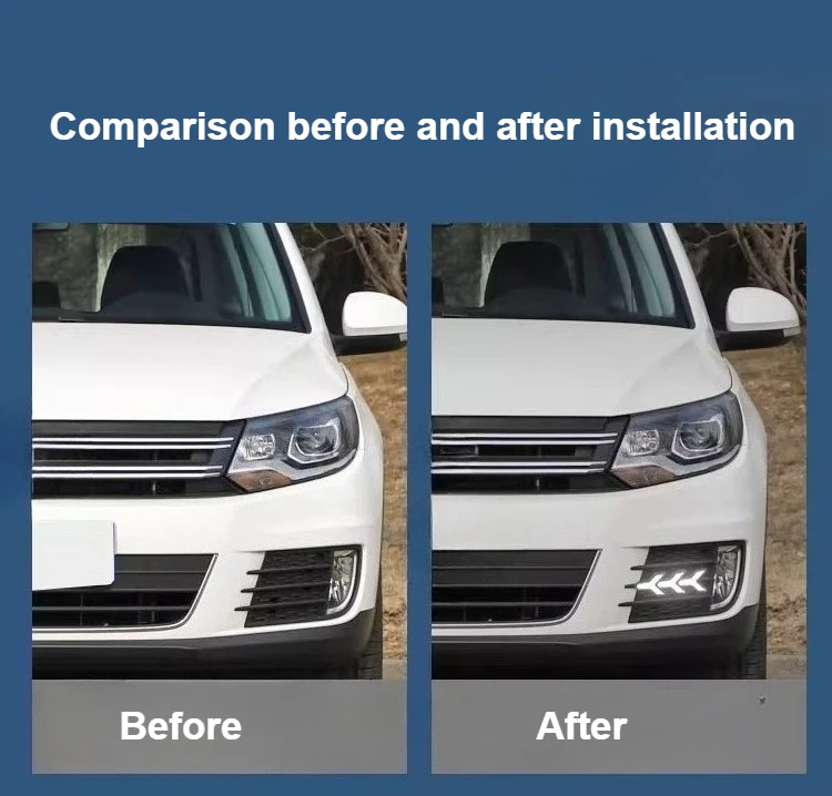 لفولكس واجن تيجوان 2013 2014 2015 2016 2017 LED النهار تشغيل ضوء تعديل ضوء الزخرفية #3