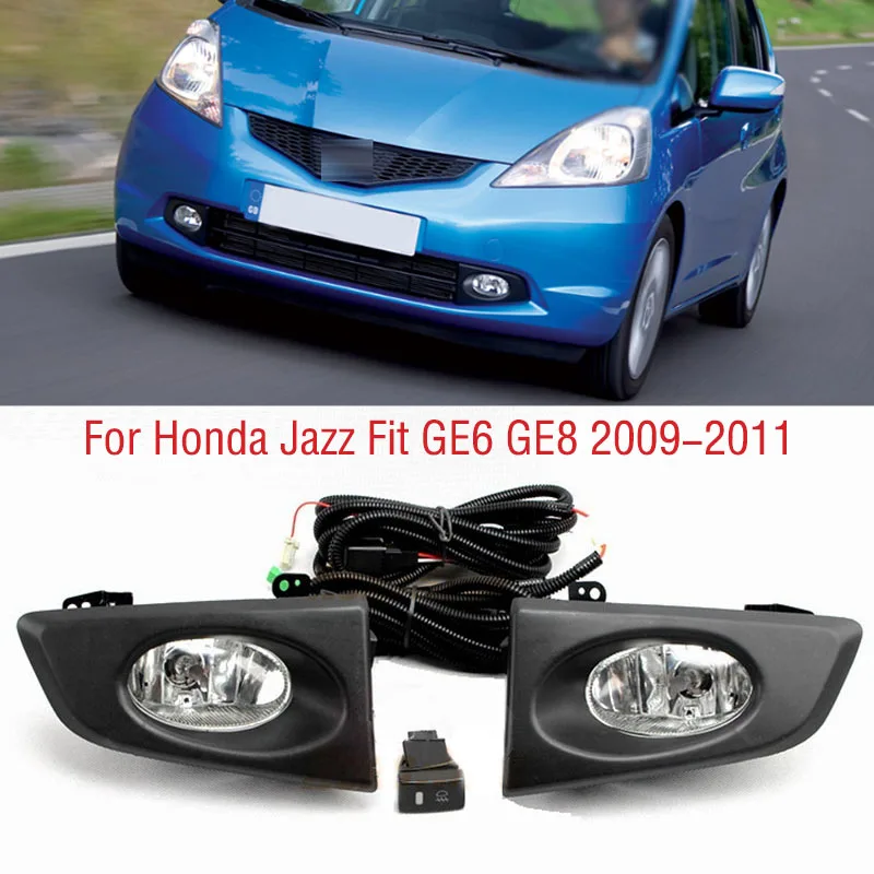 

For Honda Jazz Fit GE6 GE8 2009-2011 Car Front Bumper Fog Light Wires Harness Switch Halogen Foglight Foglamp Cover Frame Kit