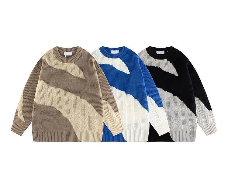 Y2K coat crew neck retro original street casual knitting loose couple for men and women