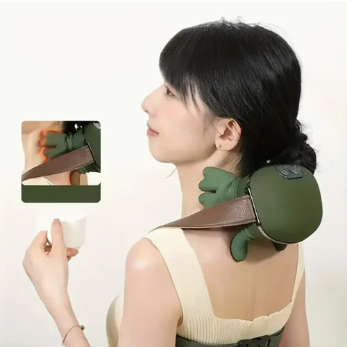 Masajeador con calefacción de cuello y hombros con carga USB, masajeador eléctrico, masajeador portátil de presión de dedos para hombros, cuello y espalda, n