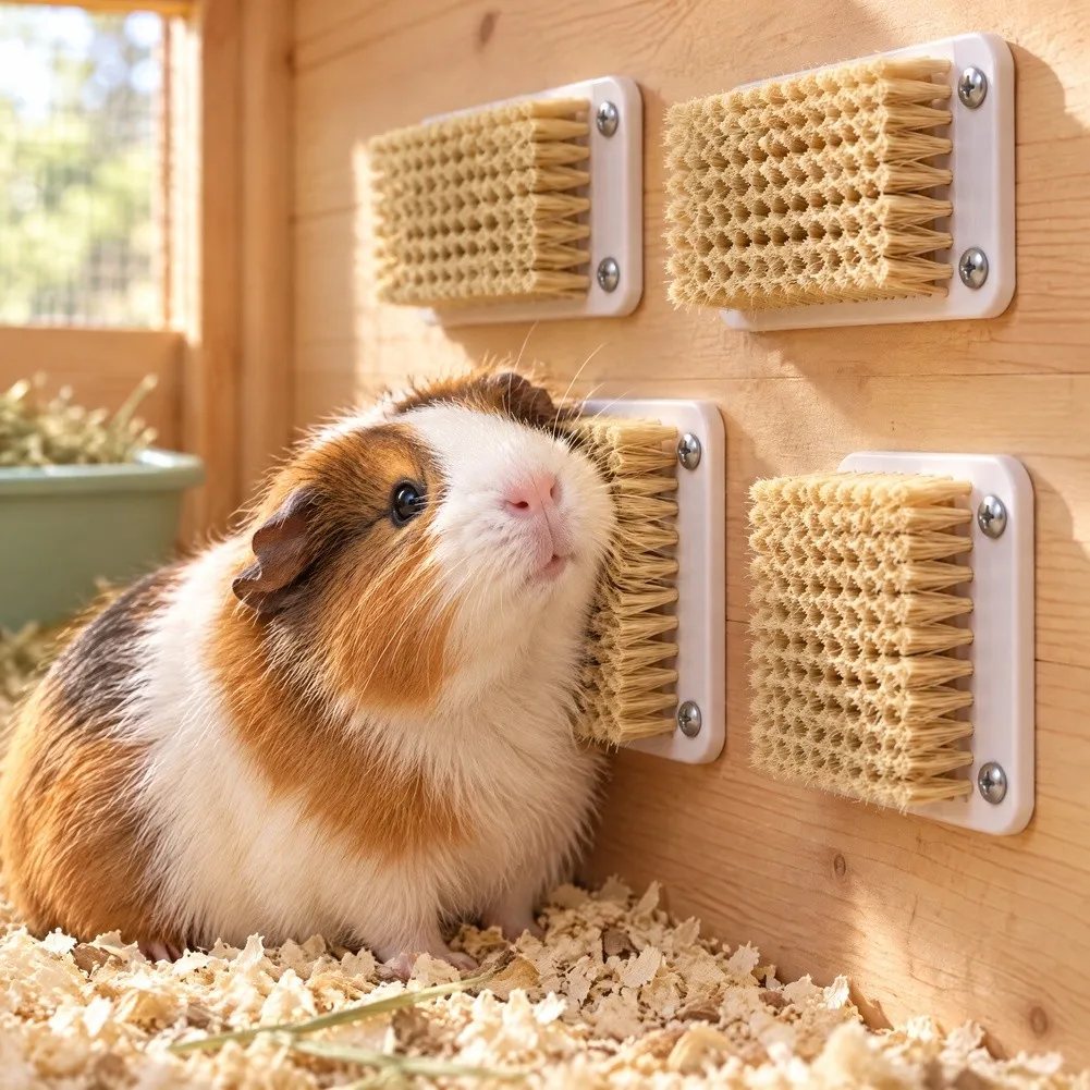 Enrichment Brush For Pigs Guinea Pig Brush Guinea Pig Brush Interactive Grooming Tool Wall Mounted Brush Plastic Brush Material