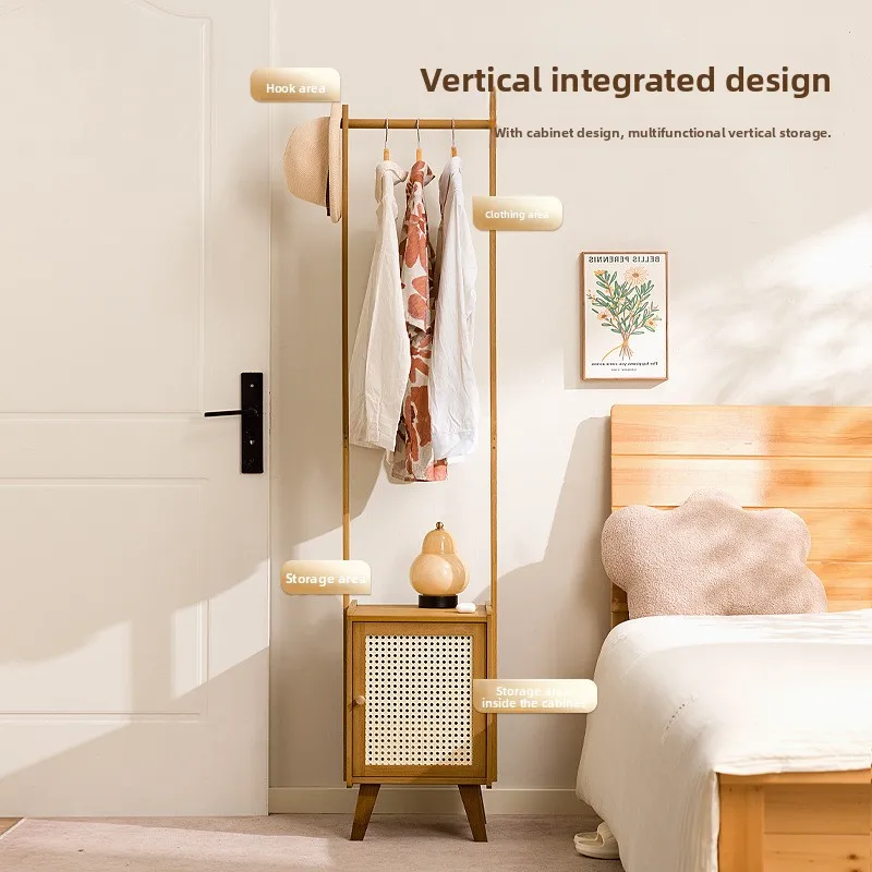 

Multi-functional Hanger floor to ceiling bedroom bedside hanger indoor household vertical clothes storage rack bedside table