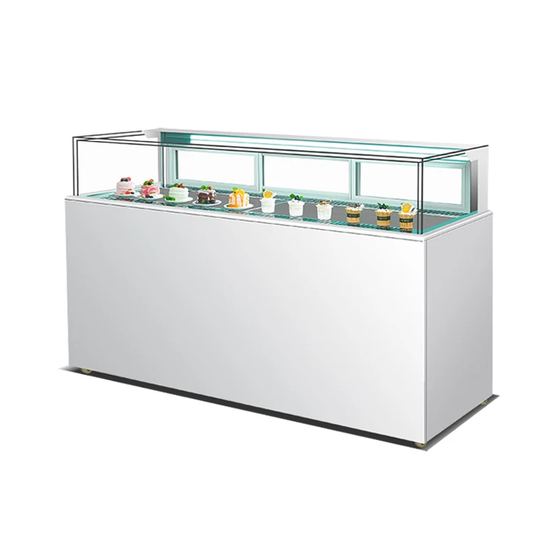 9-High Quality Commercial Use Single-Deck Panoramic Cake Fridge Chiller Showcase Open Glass Door with LED Light
