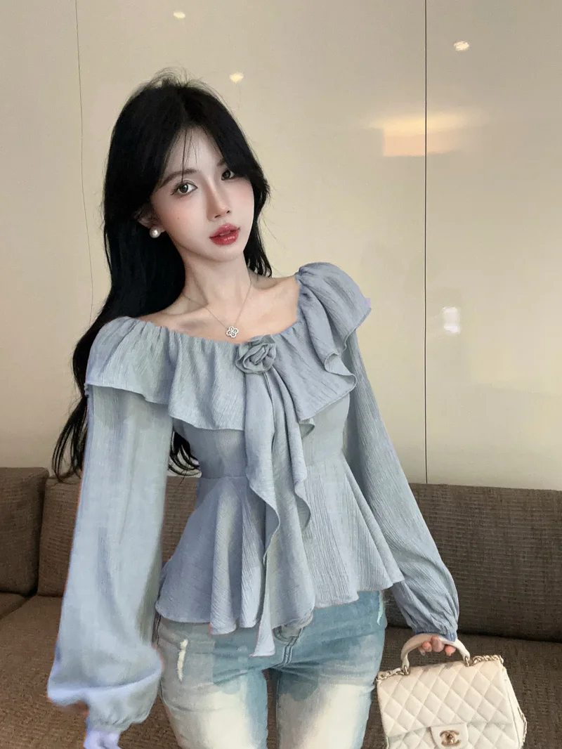 

Рубашки с длинным рукавом, женские полосатые рубашки на пуговицах, свободный крой в стиле ретро, женственная милая молодежная повседневная одежда в консервативном стиле