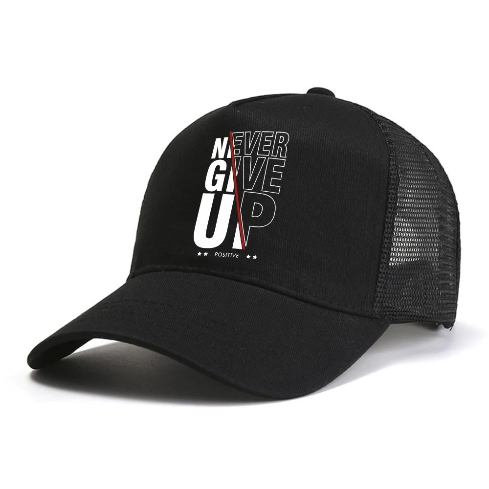 Never Give Up baseball cap fashion summer Breathable Snapback hats unisex mesh visor hat Adjustable cool trucker hats