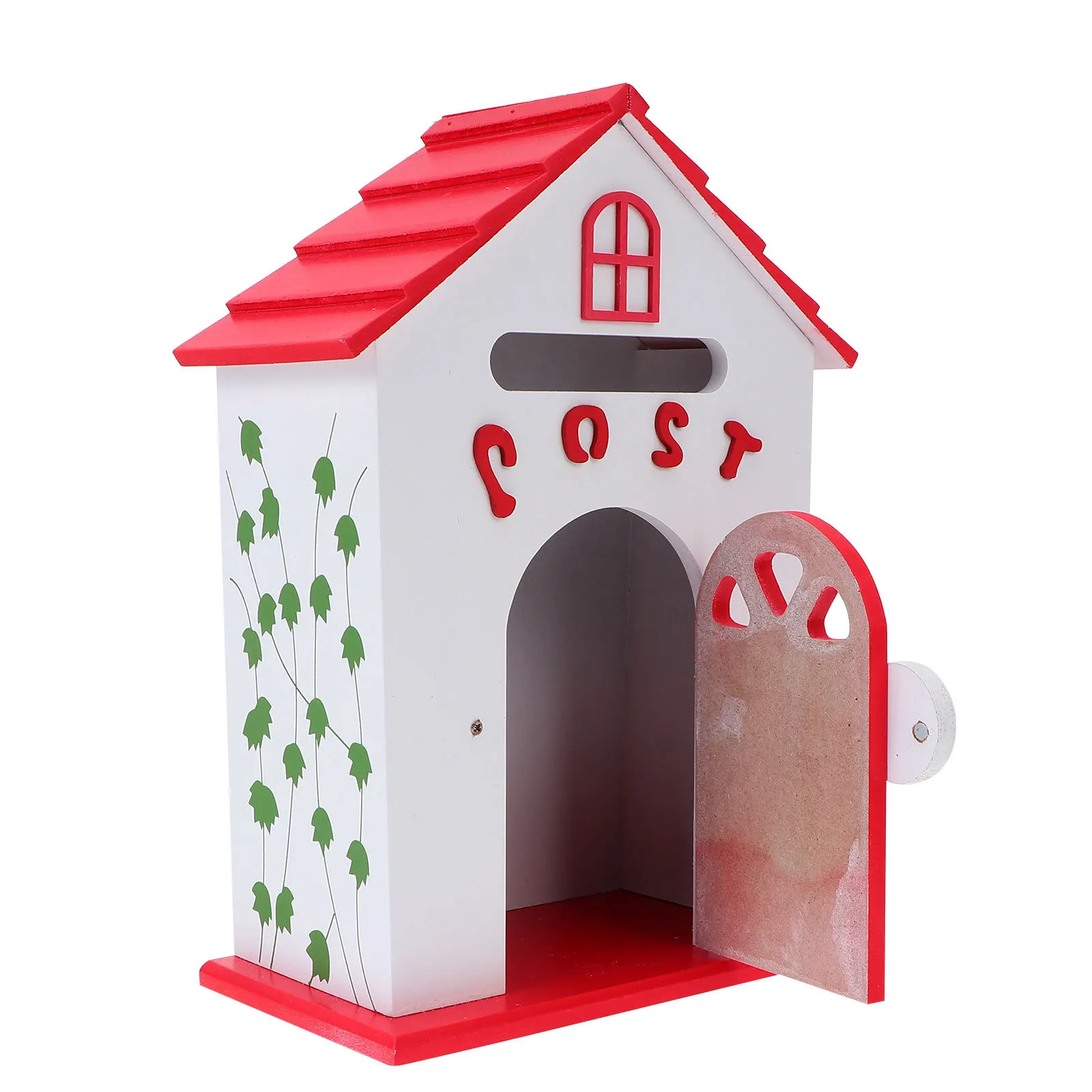 صندوق بريد خشبي مثبت على الحائط، صندوق بريد مزخرف متين للمدرسة والمنزل، صندوق بريد خشبي #6