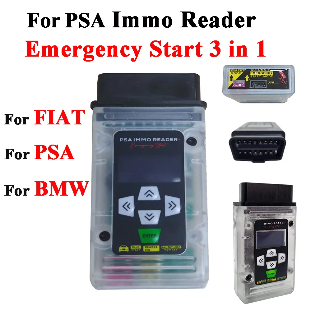 

For PSA Immo Reader Emergency Start 3in1 for Fiat for BMW Force Ignition Tool Plug and Play OBD2 Key Simulator Programming Tools