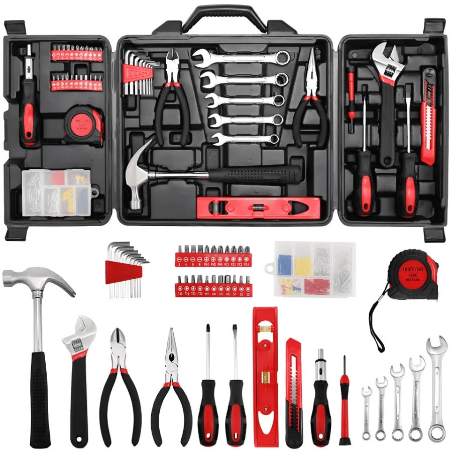 

147 Pieces Tool Set, Basic Household Repair Tool Kit with Storage Toolbox, Hammer, Wrench, Pliers, for Home, Car, Garage, Ideal
