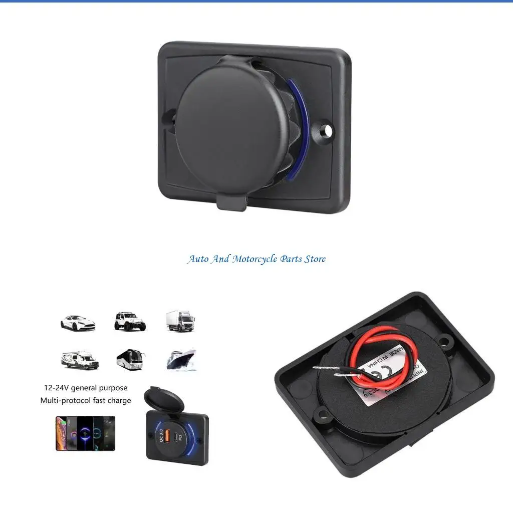 

P9FD 12V 24V Car Boats Motorbike USB Type C PowerAdapter Outlet Panel Waterproof