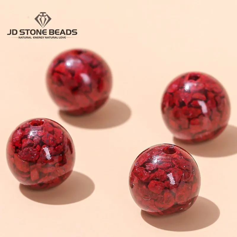 

1Pc Raw Ore Granules Blood Cinnabar Beads Round Loose Seed 6 8 10MM Pick Size For Jewelry Making Diy Bracelet Necklace Accessory