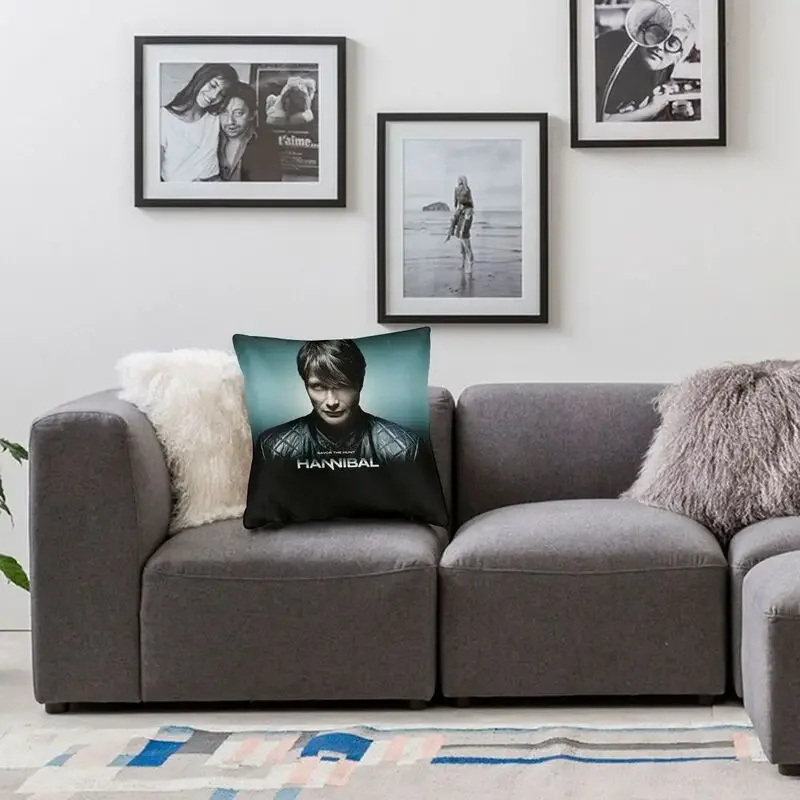 Mads Mikkelsen Hannibal Cushion Cover Bedding Sofa Decoration Cozy Fashion Pillowcover TV Show Square Throw Pillow Case 40x40cm