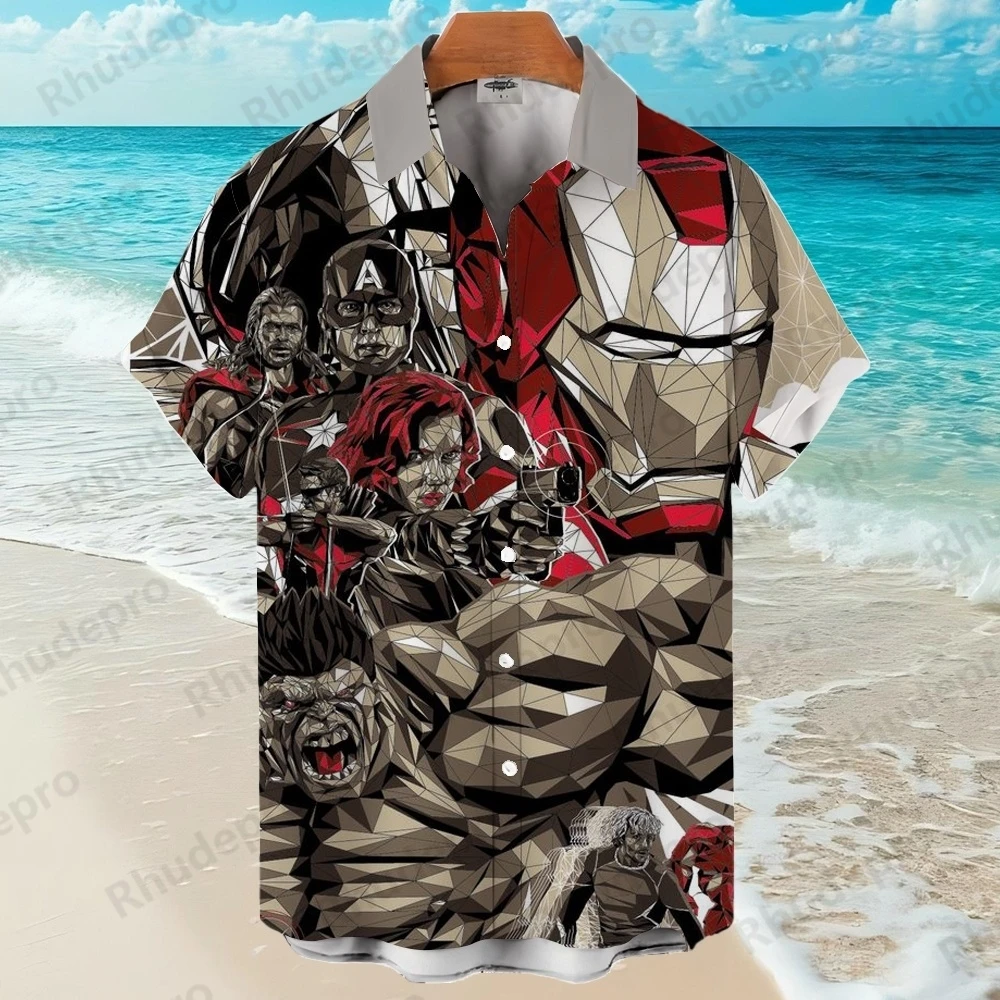 

Disney 2025 Fashion The Avengers 3D Printing Turndown Collar Hawaiian Short Sleeve Shirt Casual Shirts Herren Sommerhemd