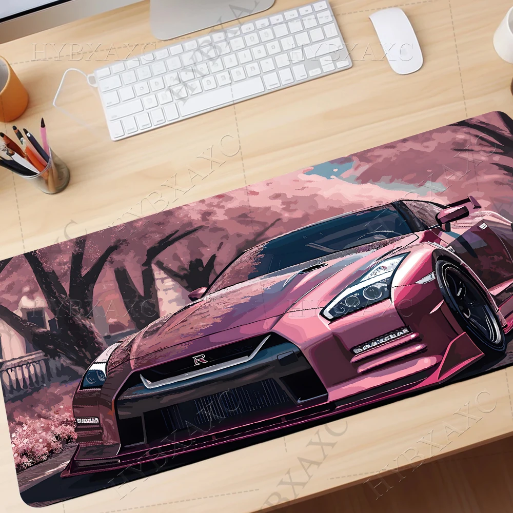 GTR Sports Car Mouse Pad XL Gaming Accessories Office Gamer Keyboard Desk Mat Non-Slip Laptop Large Pink Cherry Blossom Mousepad