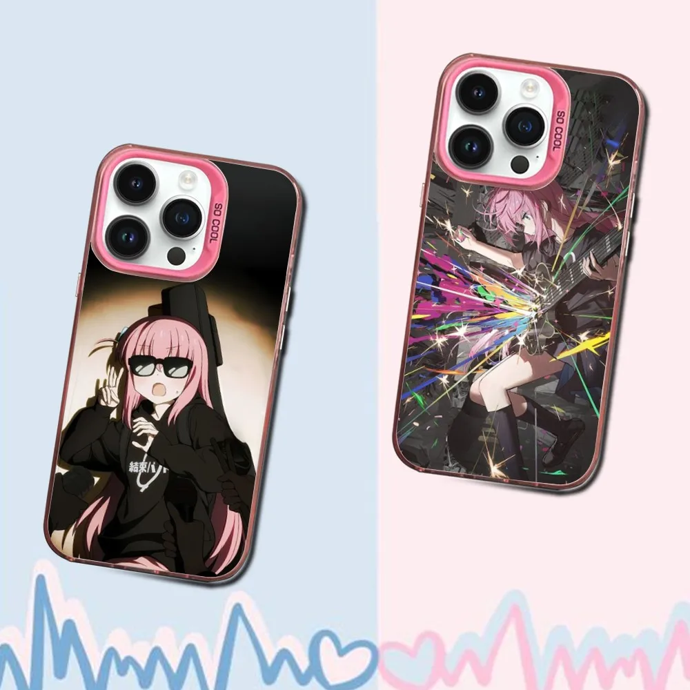 

Bocchi The Rock Kessoku Band Phone Case For iPhone 16,15,14,13,12,11,Mini,Pro,SE,MAX Pink Matte Silicone Cover