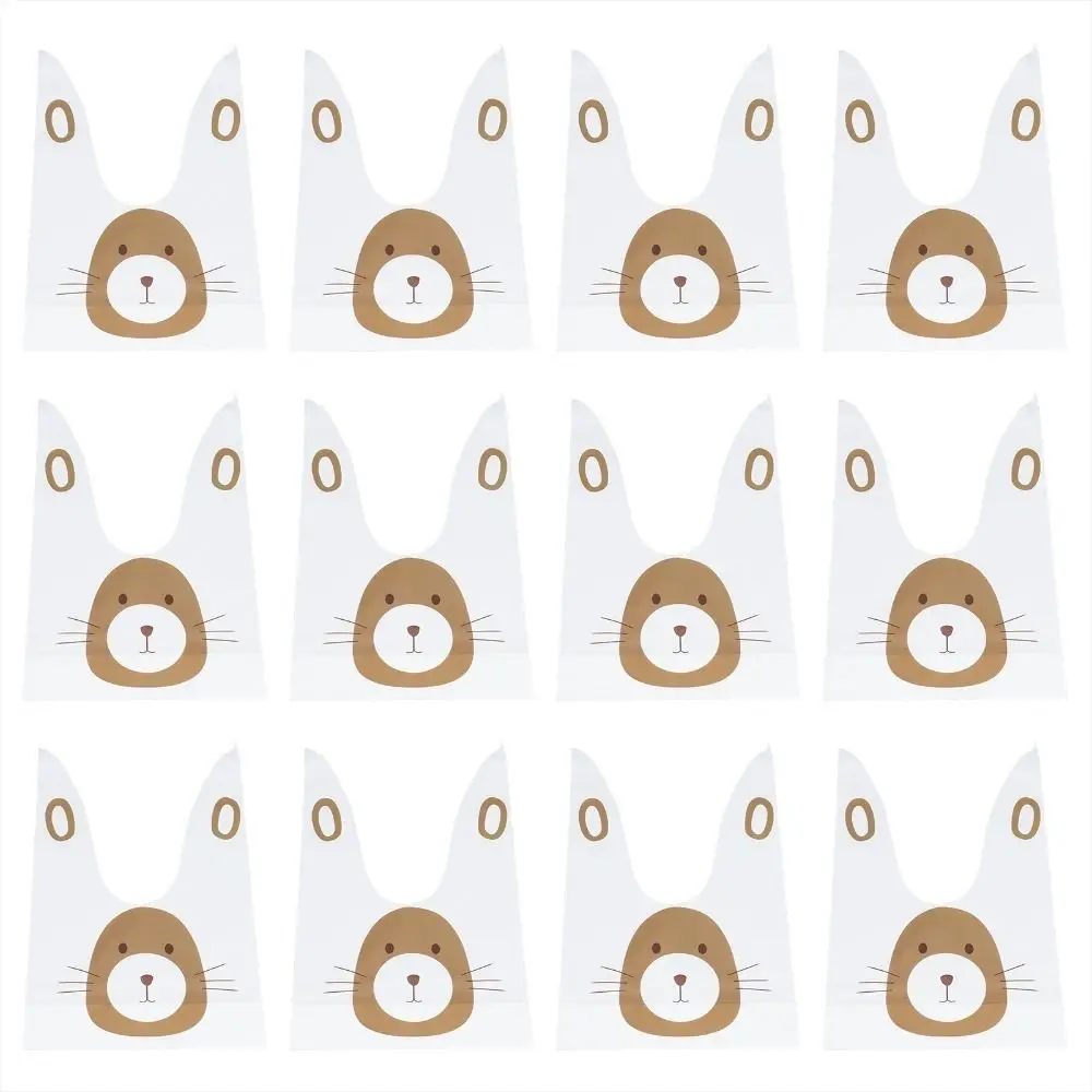 50PCS EVA Treat Bags Long Ear Tie Closure Gift Packaging Bags Bunny Sheep Mouse Print Easter Candy Bags
