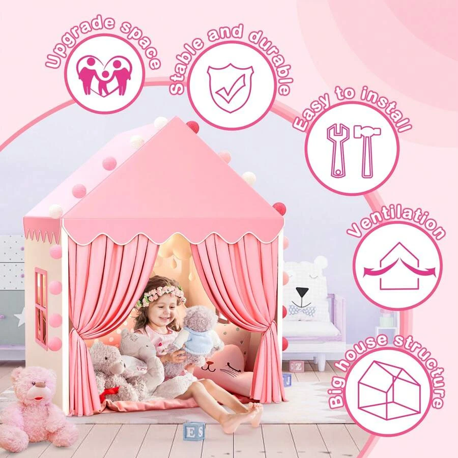 Tenda da castello principessa rosa Tenda per bambini Stile casa Casa da gioco per bambini Giocattolo interattivo genitore-figlio Regalo perfetto (tenda singola)