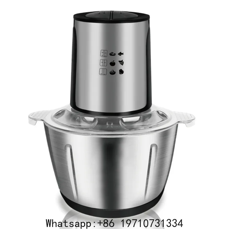 Hachoir Électrique 2 Vitesses en Acier Inoxydable, Broyeur à Viande, Robot Culinaire, Trancheuse de Cuisine, Batteur à Œufs, Hachoir à Ail et Légumes