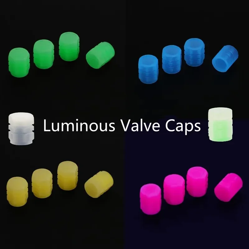 Car Luminous Tire Valve Cap Motorcycle Bike Wheel Nozzle Night Glowing Fluorescent Decor Tyre Valve Stem Luminous Caps