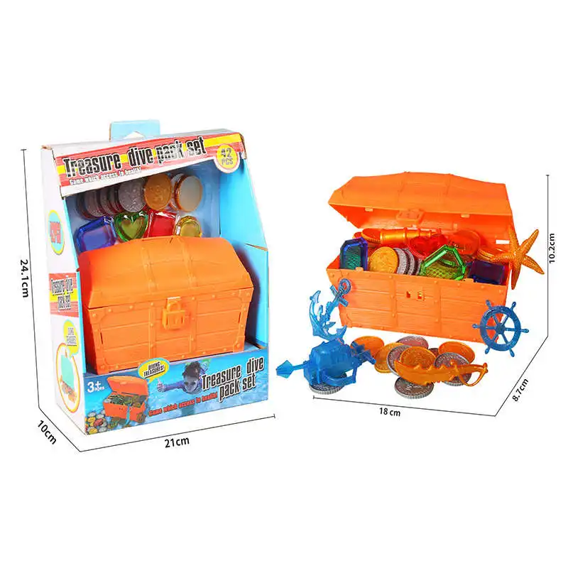 

Diving Treasure Chest Toy Children's Swimming Pool Diamond Water Play Set Toy Plastic Sand Plang Tools ex under 3 Years
