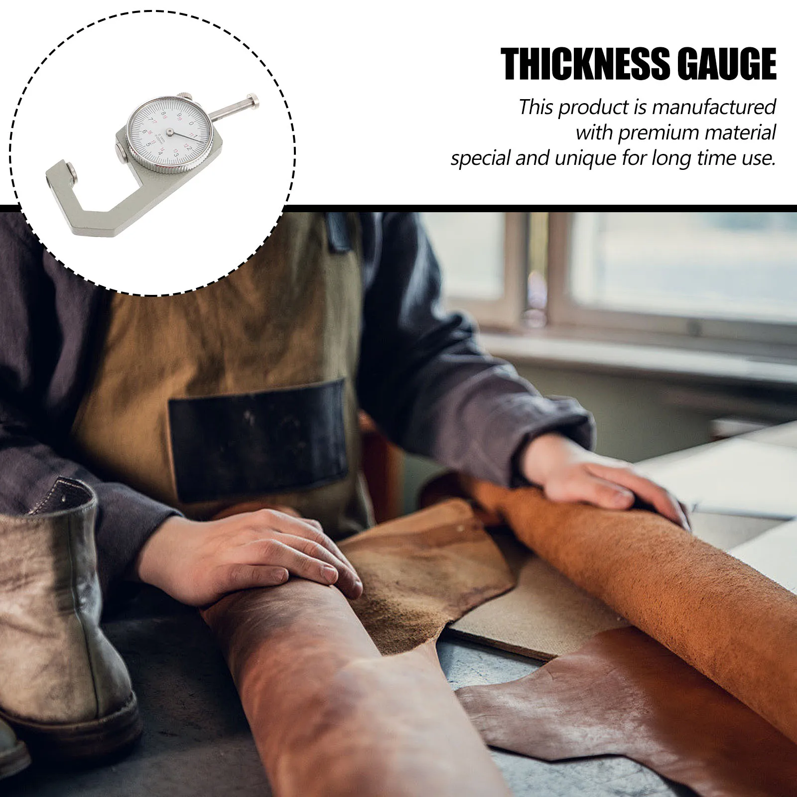 

1Pcs Professional Thickness Gauge Dial Indicator White Face Fine Graduation Measuring 0-20Mm Precision Thickness Gauge