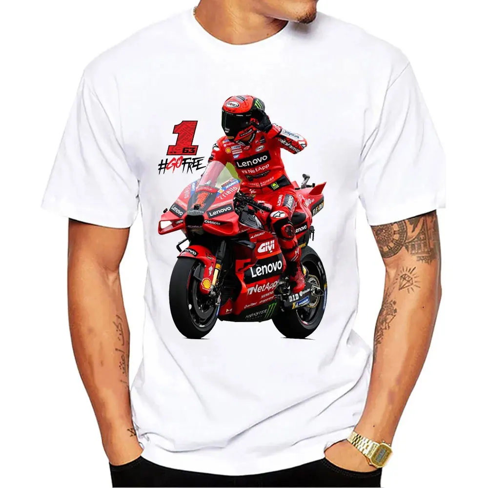 

Motorcycle Rider Graphic T-Shirt For Men's Casual Solid White Round Neck Tee For Summer Oversized Short Sleeve Male Clothing