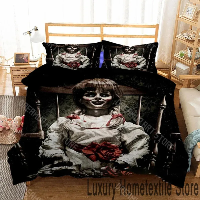 3D Printed Annabelle Horror Movie Bedding Set for Boys Girls Duvet Cover Pillowcase Twin Queen King Full Single Double Sizes