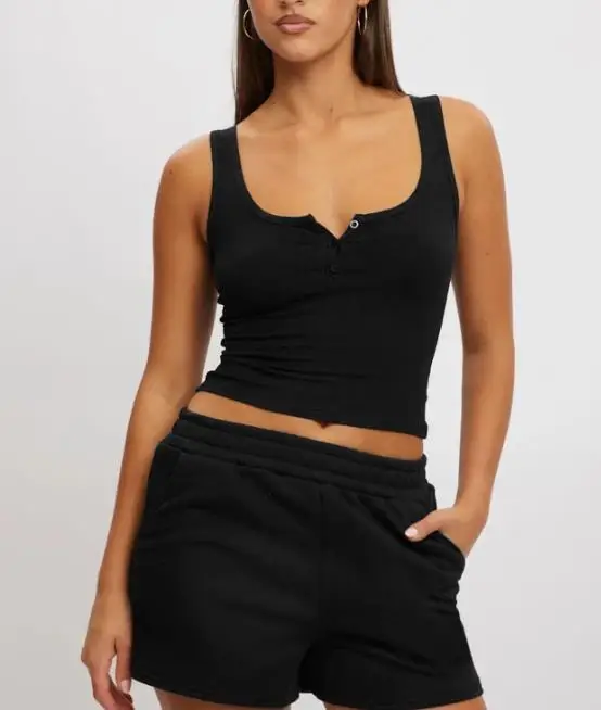 

Women's Vest 2026 Summer Classic Casual Daily Versatile Solid Color Round Neck Button Decoration Sports Yoga Sleeveless Vest