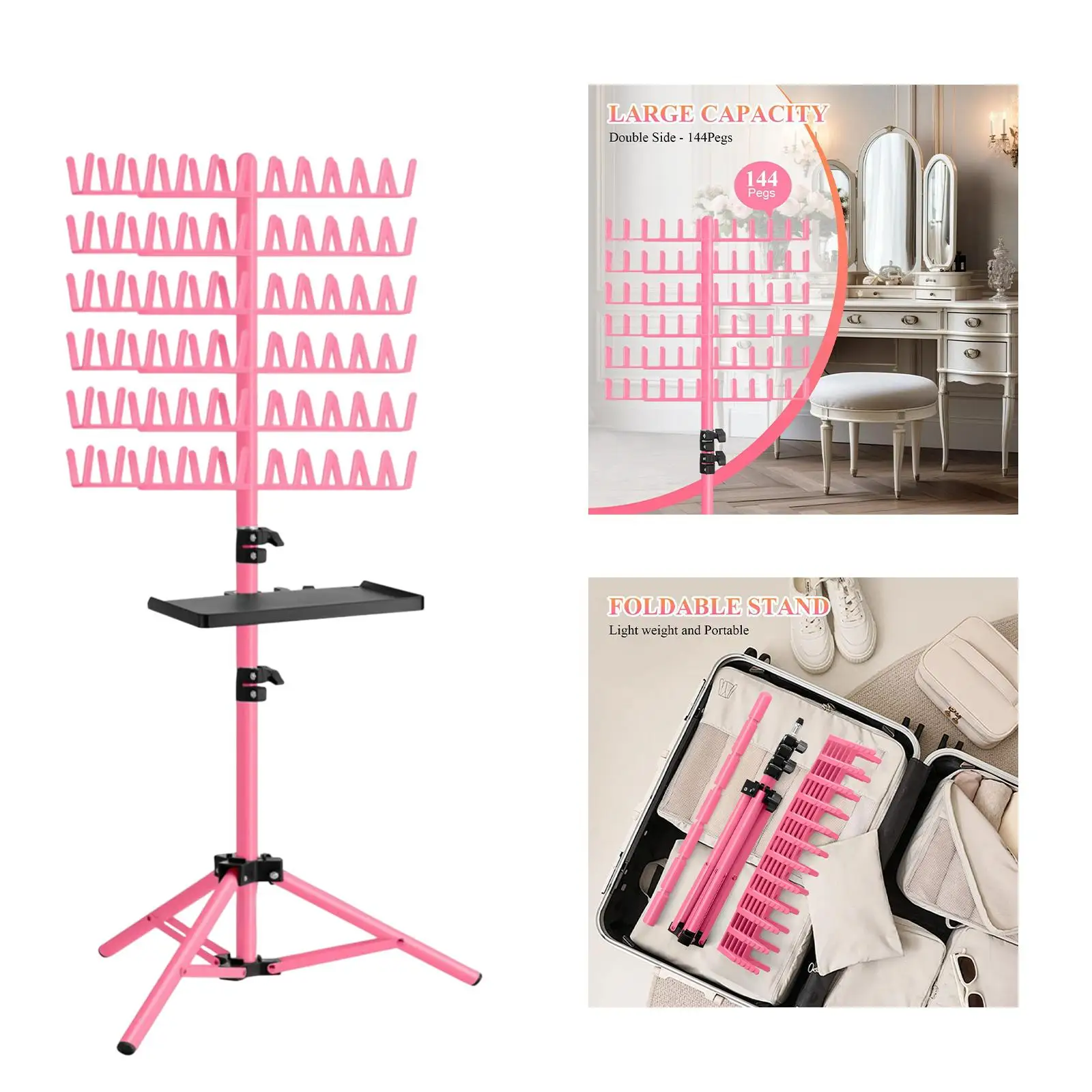 

Double Sided Hair Braiding Rack Adjustable Braid Rack Hair Extension Holder Display Stand For Salon Home Braiding Hair Stylists