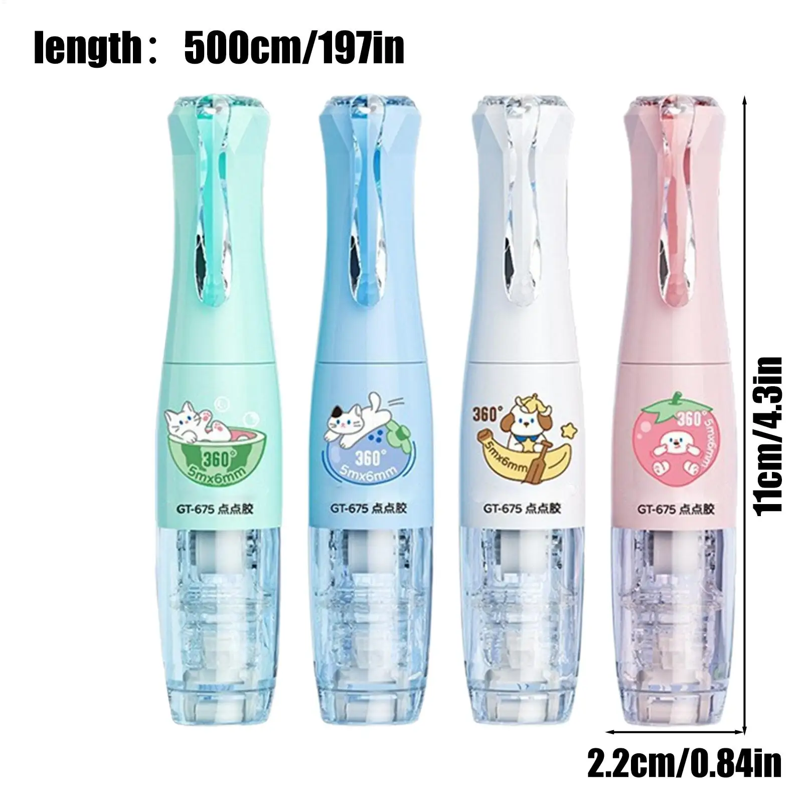 Rullo per nastro adesivo Strisce di rotazione a 360 gradi 4 pezzi Rullo per dispenser di colla per diario per artigianato Scrapbooking Journaling