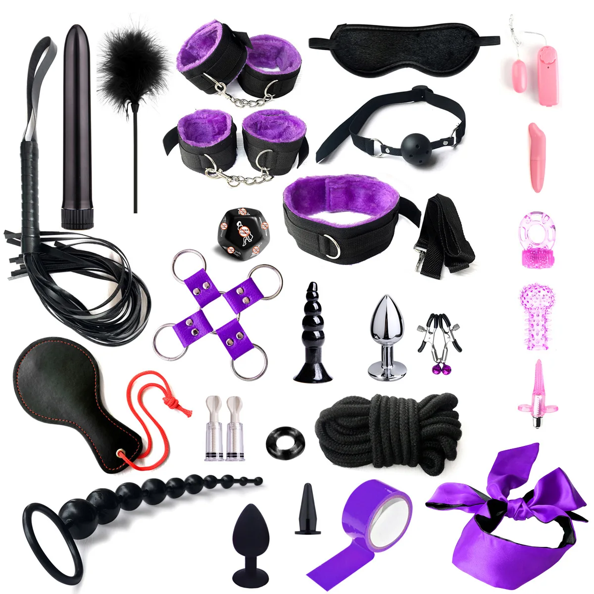 ของเล่น BDSM สำหรับเซ็กส์พันธนาการ28ชิ้นชุดเซ็กซ์ทอยพันธนาการกุญแจมือข้อเท้าเซ็กซ์ทอย S สำหรับคู่รักลูกปัดปลั๊กทวารหนักร้านค้าเซ็กซี่18 +