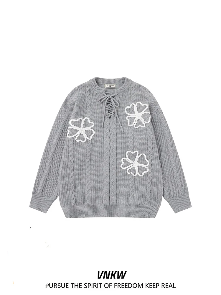 

Утепленный свитер с вышивкой для мужчин и женщин, осенне-зимний, мягкий, уютный, парный, вязаный, в университетском стиле