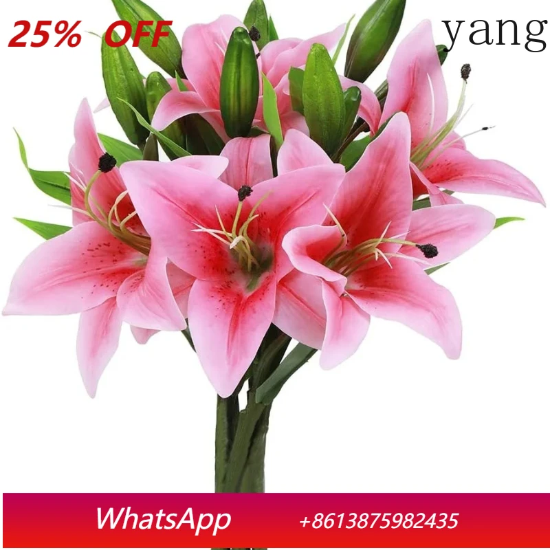 

5 Bouquets Artificial Flowers Tiger Lily Real Touch for Wedding Home Party Garden Shop Office Decoration