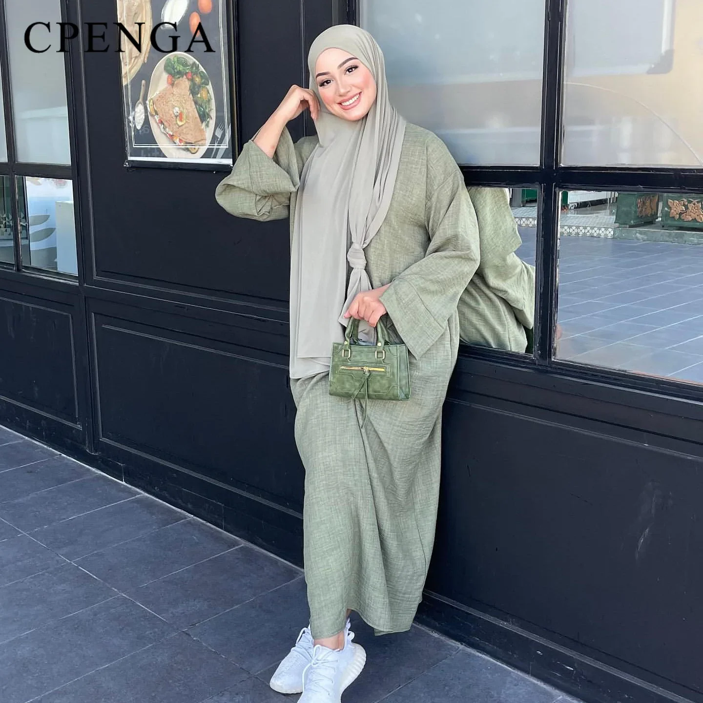 Abaya-Robe kimono en lin pour femmes, cardigan élégant, modeste, ramdan dubaï, tenue de luxe, islam, église, turquie, 2024