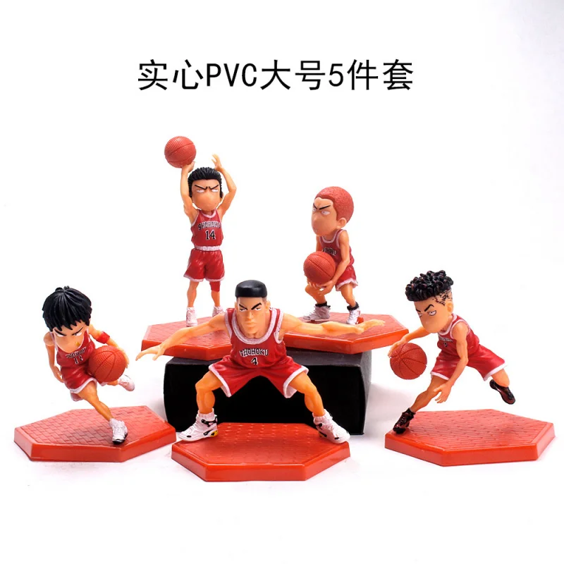 5pcs 10cm  Slam Five Tigers in Northern Hunan Hanamichi sakuragi Rukawa Kaede Mitsui Anime Cake Car Figure Decoration