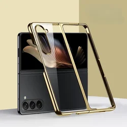 Electroplated Transparent Phone Case for Samsung Galaxy Z Fold 7 6 5 4 Fold6 Fold5 Fold4 Fold3 Clear Hard Shell Anti Drop Cover