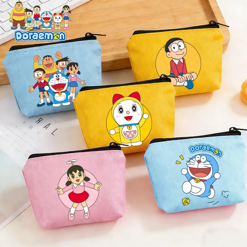 

Doraemon Coin Purse Cartoon Print Canvas Wallet Earphone Key Money Storage Bags Nobi Nobita Kawaii Zipper Pouch Birthday Gifts