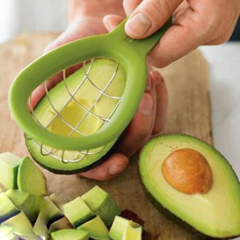 Avocado Würfel Würfel Edelstahl Slicer Obst Melone Cutter Cuber Küchengeräte Kunststoffgriff Gadgets Zubehör Werkzeuge