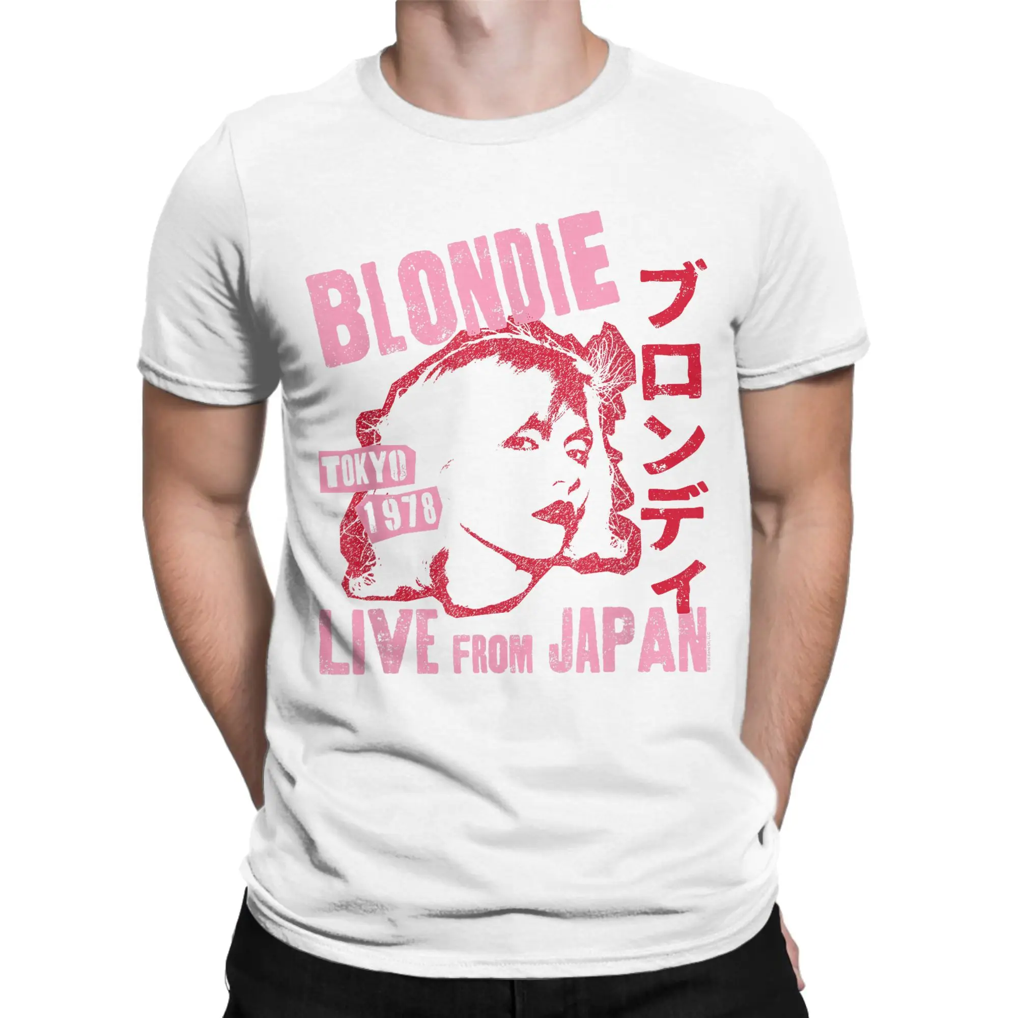 Blondies Live من اليابان Flyer الرجال تي شيرت خمر الفرقة مجنون تي شيرت قصير الأكمام Crewneck تي شيرت 100% القطن الجرافيك البضائع #2