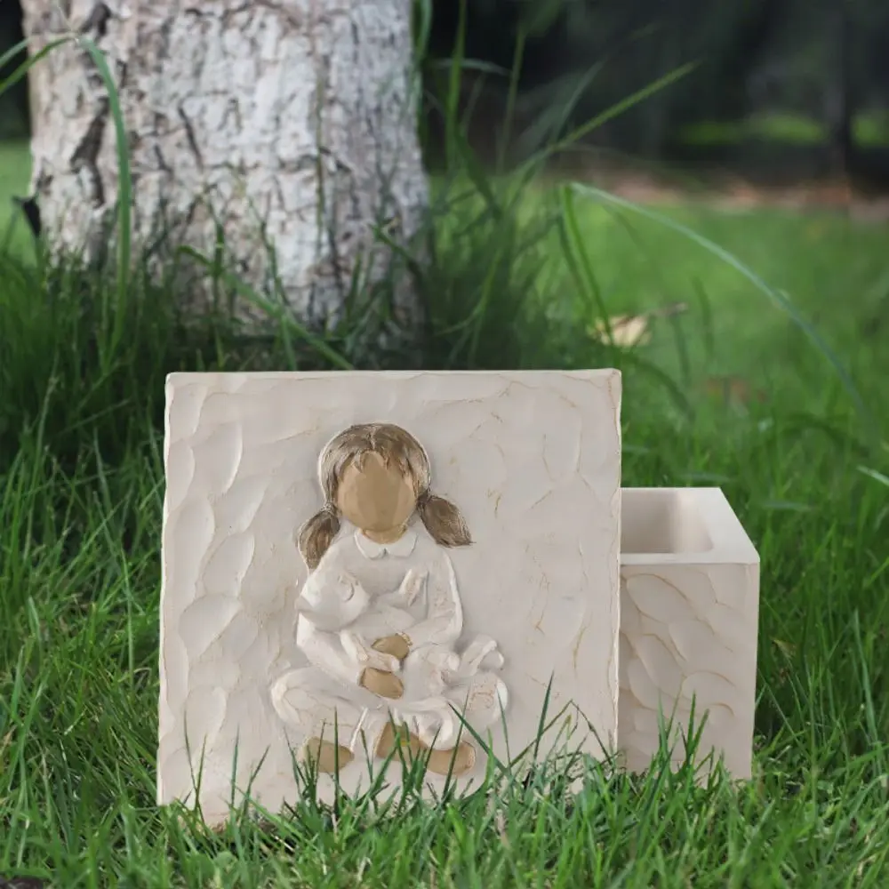 

Durable Universal Pet Coffin Box Handmade Cartoon Resin Pet Urn Cat Memorial Box Pet Gift