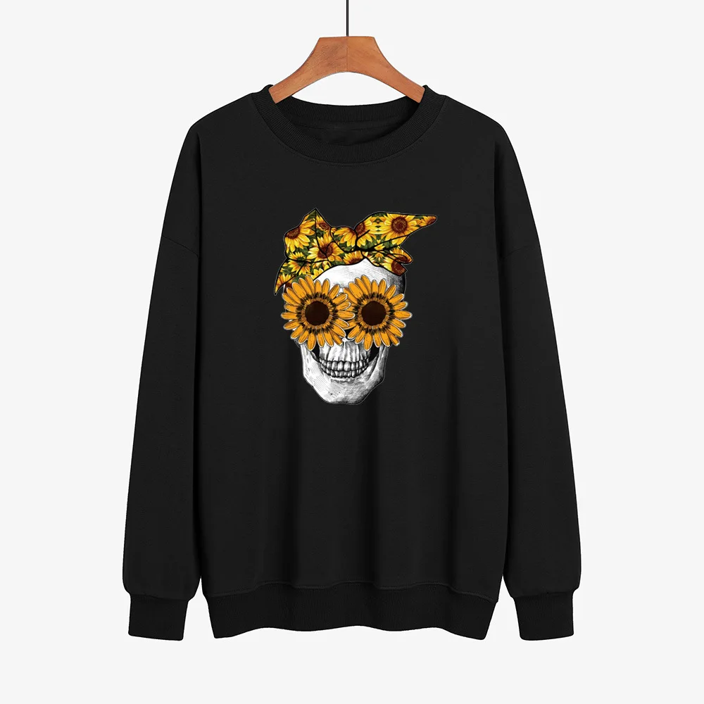 

YRYT 2023 Autumn and Winter New Women's Skull Fashion Trend Printed Foreign Trade Cross-border New Hot Round Neck Hoodie