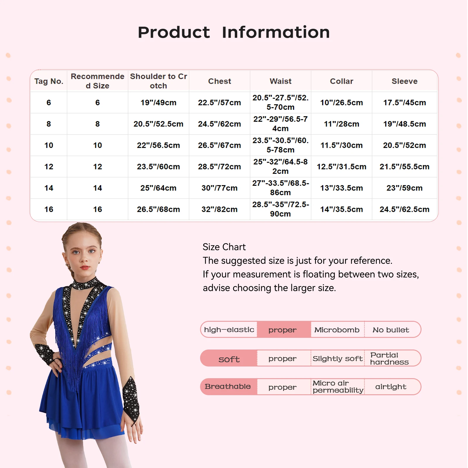 Kids Girls Figure Skating Dance Dress Ballet Gymnastics Acrobatics Dancewear Tassel Rhinestone Sheer Mesh Leotard Tutu