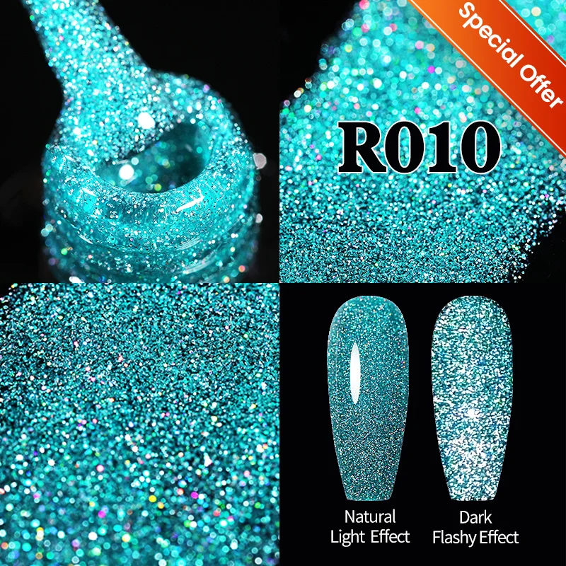 UR SUGAR 7 مللي عاكس الفلورسنت هلام مسمار البولندية نقع قبالة شبه دائم الأشعة فوق البنفسجية Led مسمار الفن هلام الورنيش تحتاج ماتي معطف فوقي