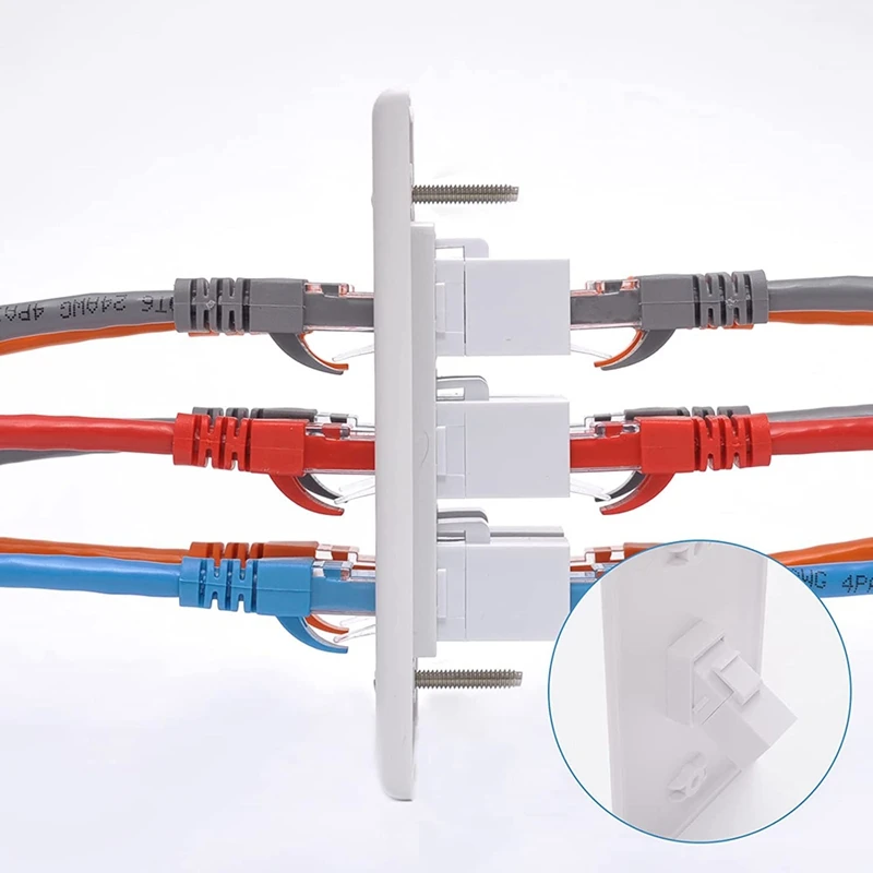 6-Port Ethernet Wall Plate,For Keystone Jack Wall Plate With RJ45 Keystone Inline Coupler Insert, Female To Female Cat6