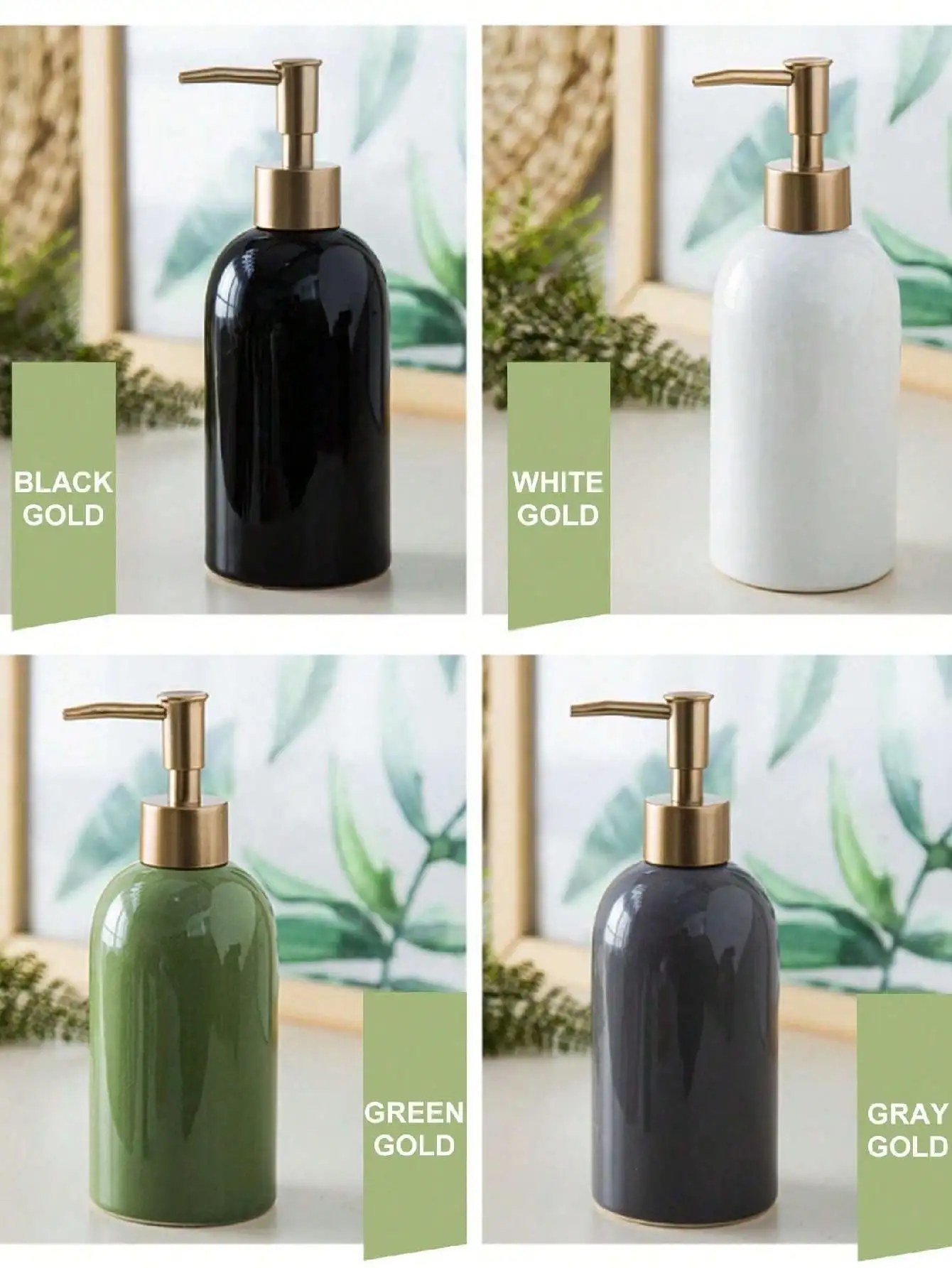 420ml Solid Color Simple Style Ceramic Soap Dispenser Sub-Bottle Hand Soap Empty Bottle Suitable For Kitchen Toilet Hotel Home