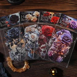 10pcs Dark Style Large size roses Stickers Decorative Hand Account Scrapbooking material hand made Collage junk journal supplies