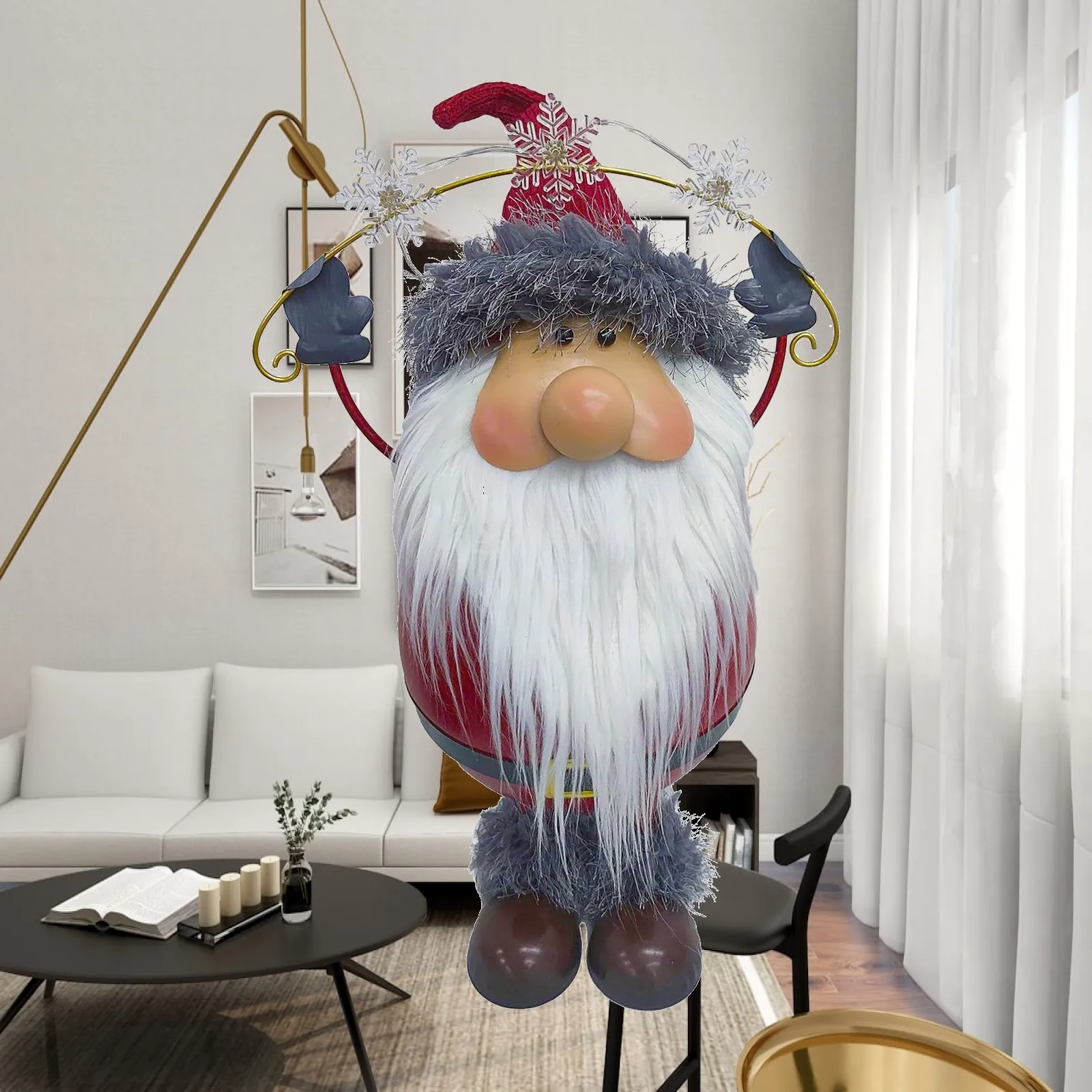 Santa Claus Figurine Christmas Decoration Creative Collectibles Desktop Ornament for Fireplace Bedroom Party Entrance Festival