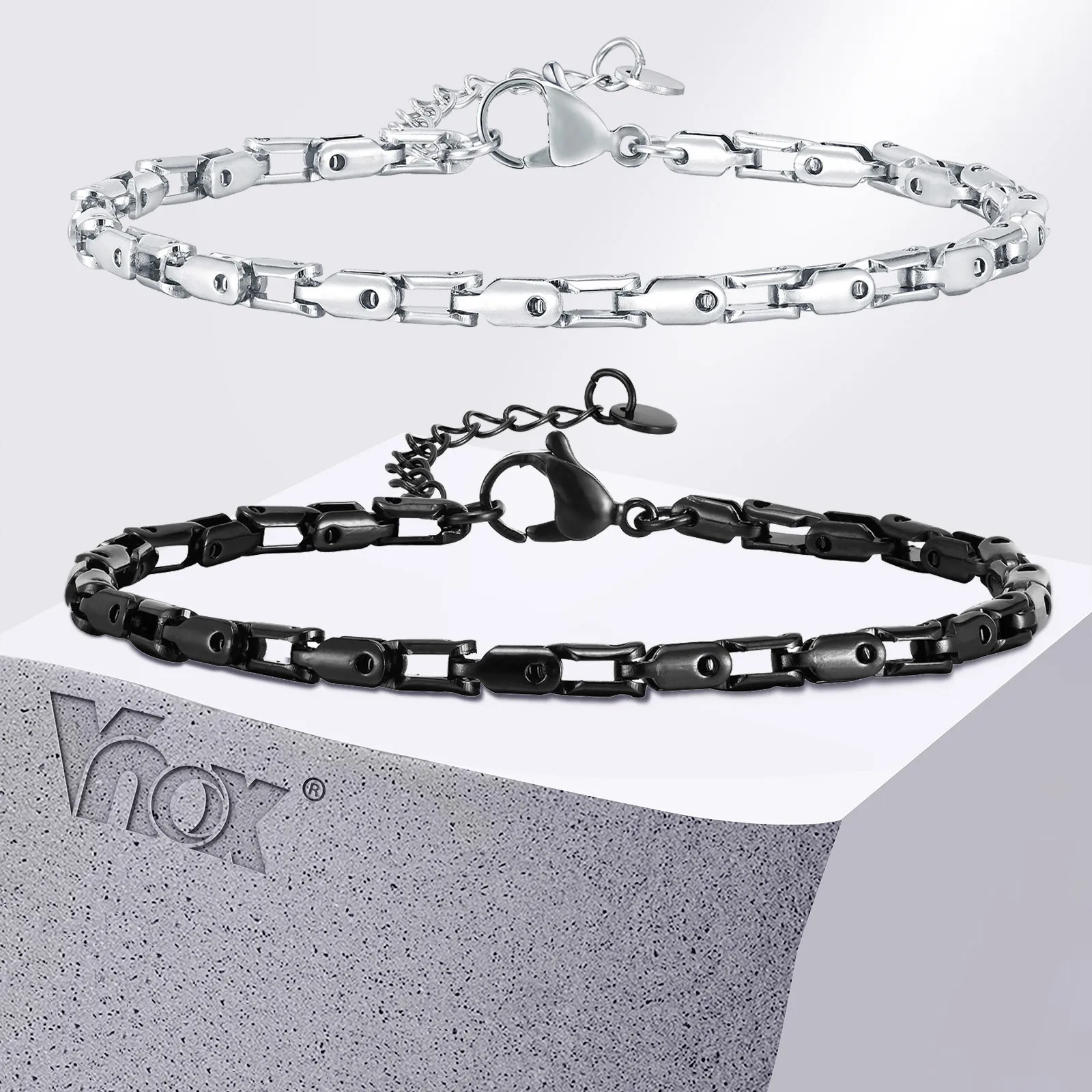 

Vnox Stylish Handmade Mechanical Style Link Chain Bracelets for Men Boys,3.2mm Chain Bracelet,Adjustable Stainless Steel Jewelry