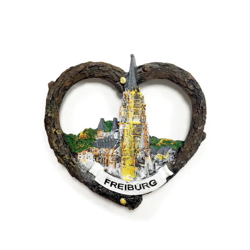 

German Freiburg Architecture Scenery Creative Heart-shaped Magnetic Fridge Magnet Tourist Souvenir Gift