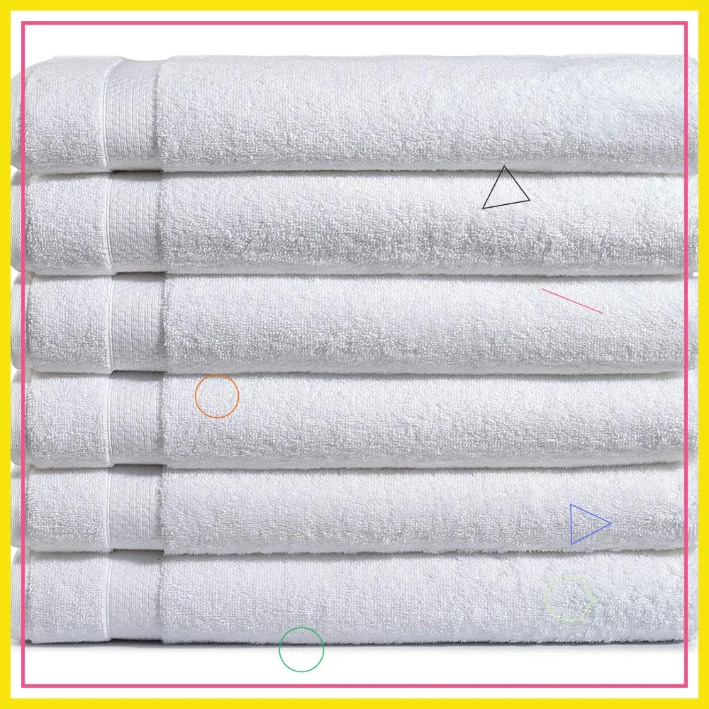 

Набор из 6 премиальных банных полотенец, 54x27 дюймов, 600 GSM, из хлопка с кольцевой прядью, легкие, быстросохнущие, для отелей, спа-салонов и ванных комнат, белые