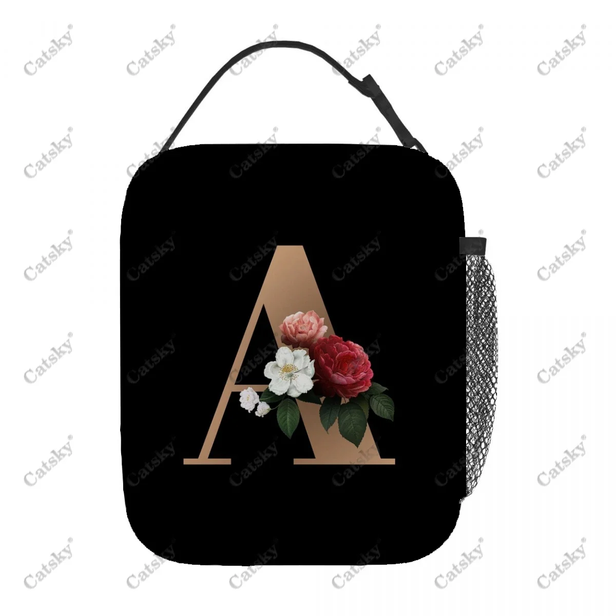 floral letter  Lunch Bag Portable Aluminum Foil Thickened Insulated Lunch-Bag Gift Waterproof Lunchs Tote Bags